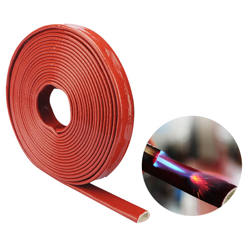 Diameter 25mm High Temperature Resistant Fiberglass Tube Silicone Resin Coated Glass Fiber Braided Fireproof Sleeve