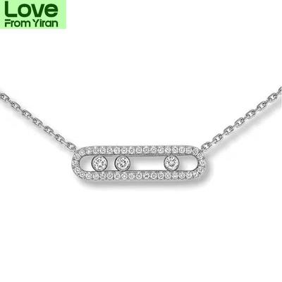 Rakol Arab Style Zirconia Crystal Bead Pendant Necklace For Women Rose Gold 3 Dot On Oval Necklace Dainty Wedding Jewelry Gift