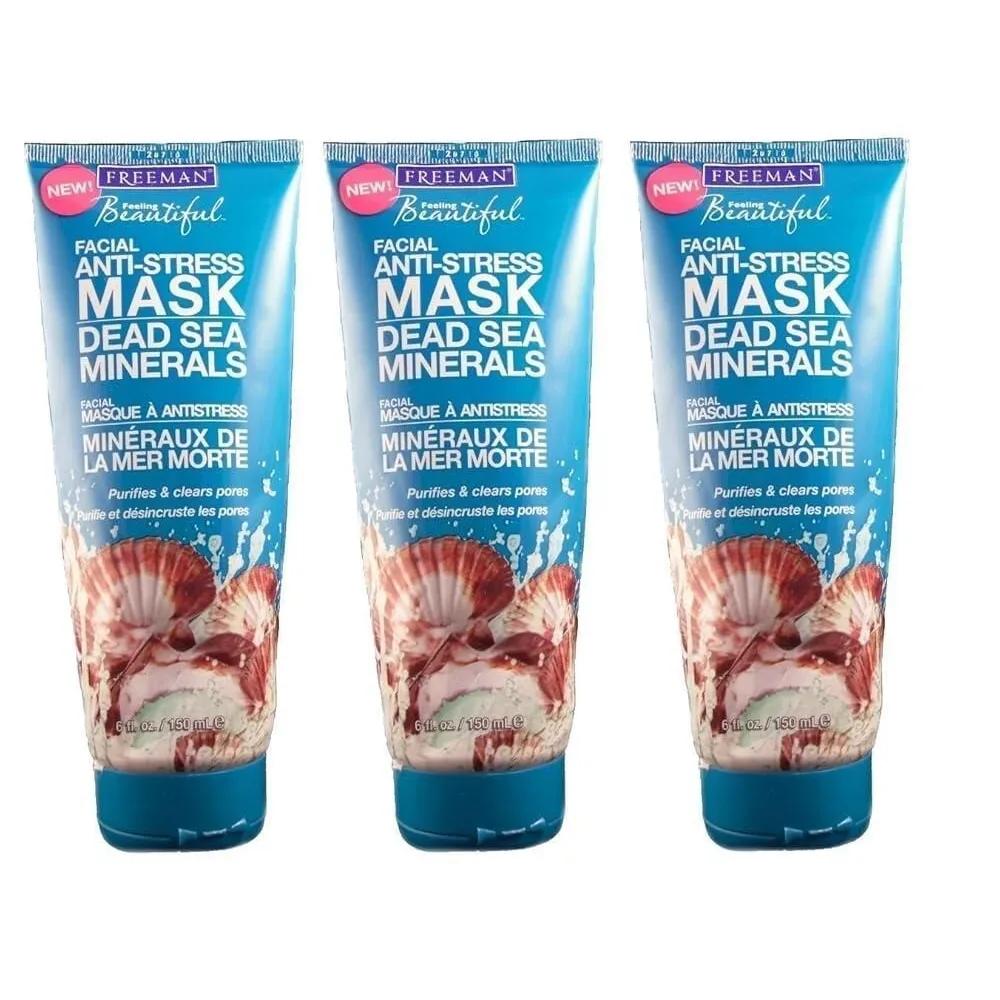 Freeman Feeling Beautiful Facial Stress Relief Mask Dead Sea Mineral 170g 6oz 3-Pack