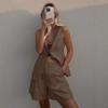 Cotton And Linen Casual Vest Shorts Set Women's Summer Commuter Sleeveless Tank Top Shorts Suits