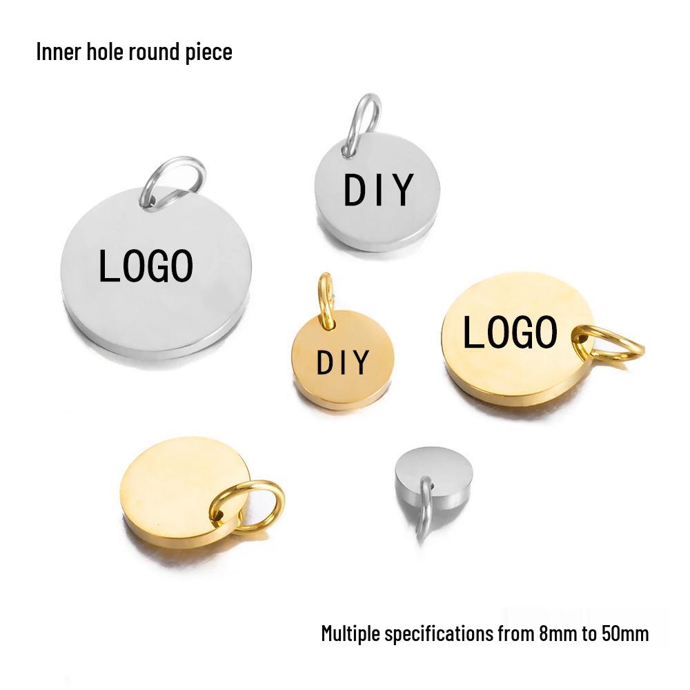 Pandantiv Rotund DIY din Oțel Inoxidabil - Lustruit Intens, Multi-Specificații cu Buclă Unică, Accesorii Gravabile.
