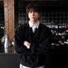 Premium Academia-Style Men's Long-Sleeve Hoodie Shirt - Faux Two-Piece Polo Collar for Autumn/Winter