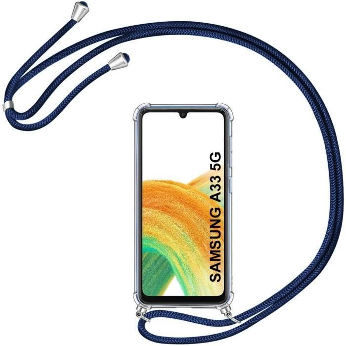 Coque de téléphone - Samsung - A33 5G - Protection renforcée - Cordon réglable - Bleu marine