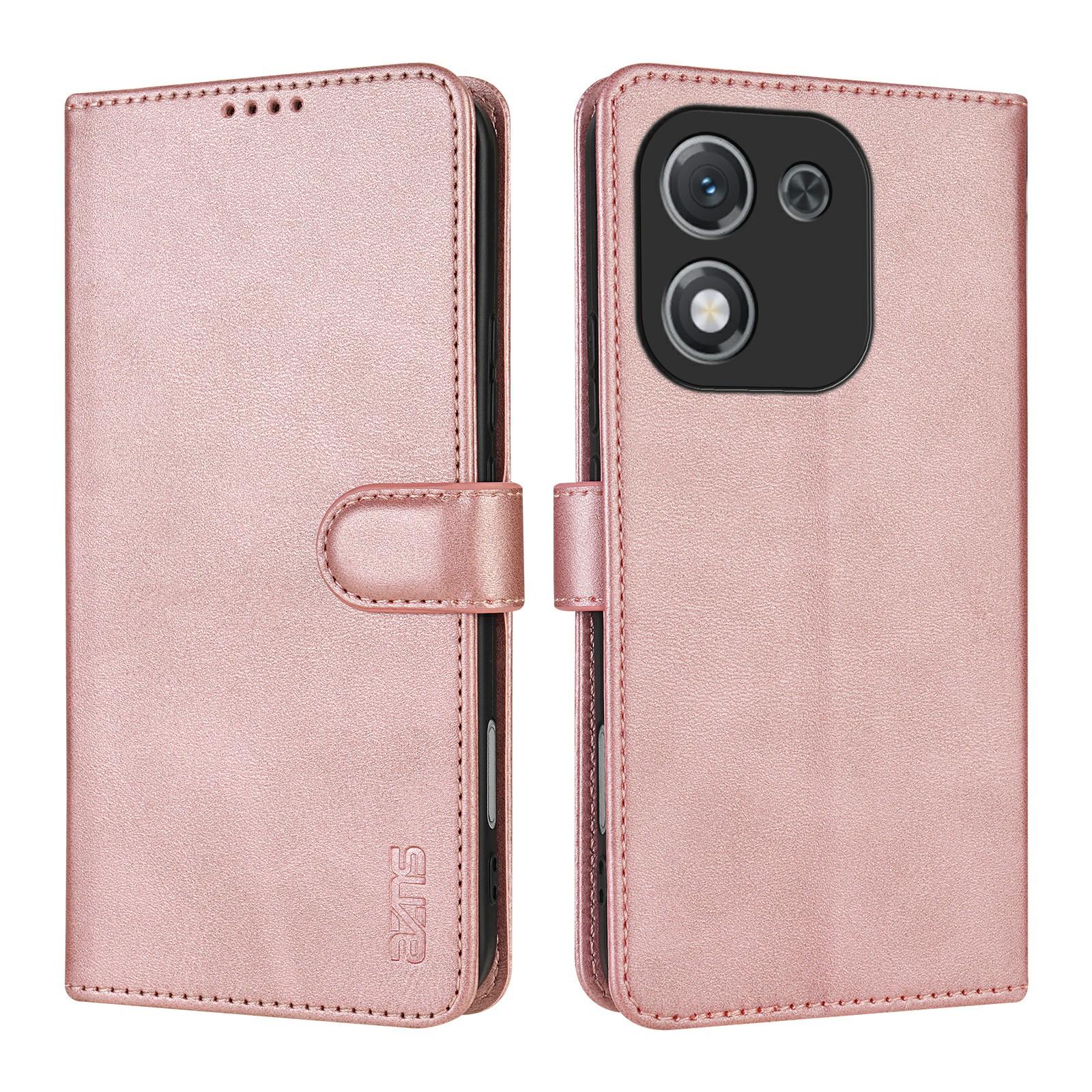 

AZNS For Honor X70i Case PU Leather Wallet Phone Cover Rose Gold