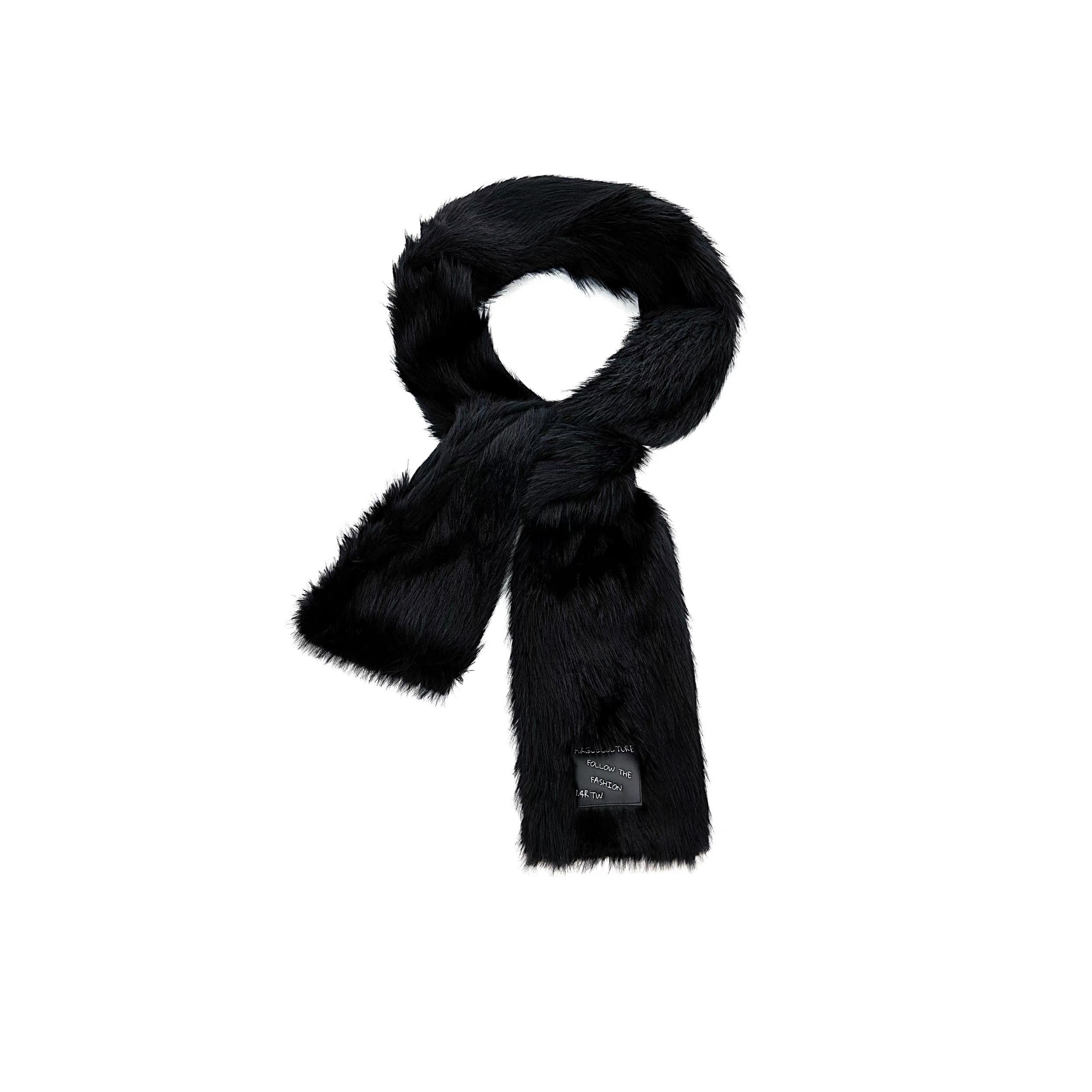

Autumn Winter Faux Mink Fur Scarf Man Woman Black White Winter Thicken Warm Plush Furry Shawl Neckerchief One Size чорний