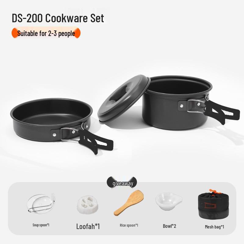 DS-200 Portable Non-stick Outdoor Cookware Set for 1-2 People