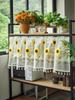 Semi Sheer Curtain Valance for Windows Kitchen Cafe, Sunflowers Embroidery Curtain Window Treatment Spring Summer Home Decoratio