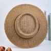 British Retro Travel Flat-top Straw Hat Cut Out Sun Protection Woven Seaside Vacation Beach Hat Top Hat