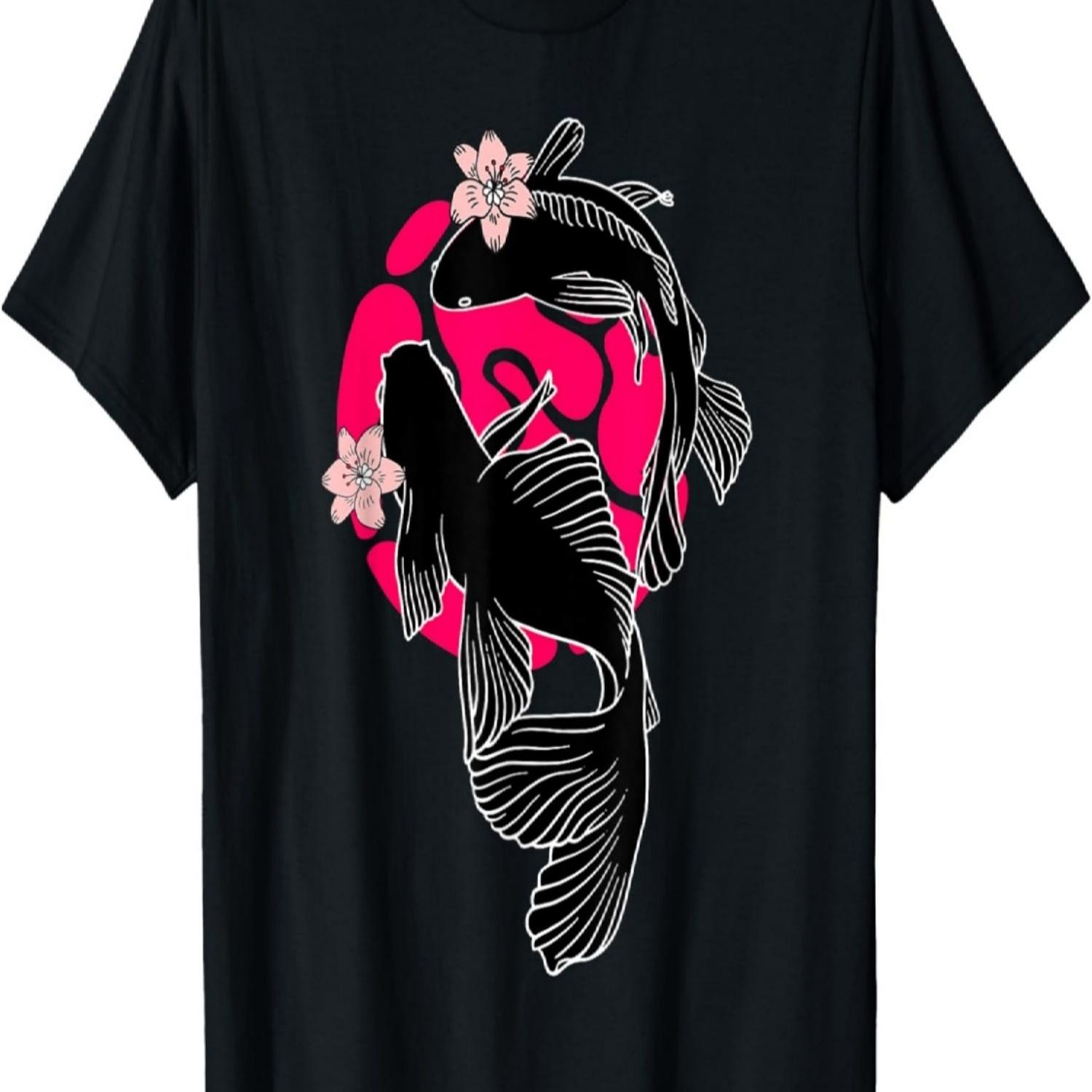Koi Carp Nishikigoi Fish Pisces Cherry Blossom T-Shirt S чёрный