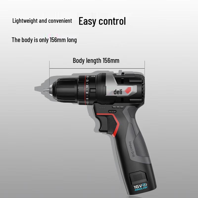 Deli 16V Cordless Brushless Impact Drill CN Plug (adapter Included)
