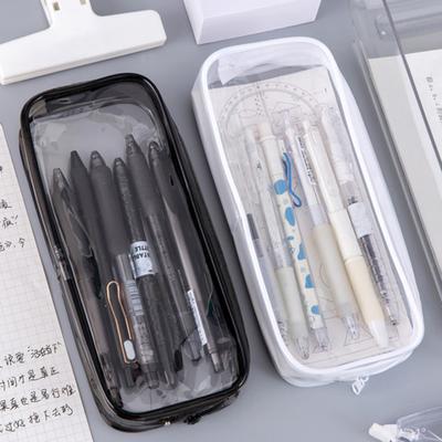 Waterproof Transparent Pencil Case Large Capacity PVC Material Stain-Resistant Easy To Clean Smooth Zipper Stationery Holder