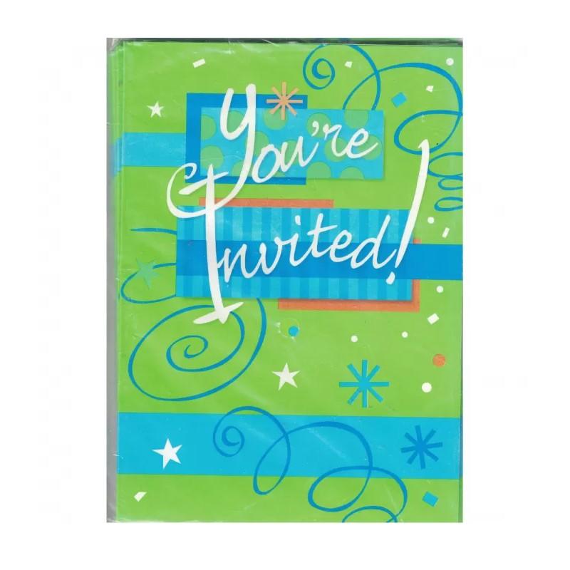 Unique Party Bright Birthday Invitations (Pack of 8)
