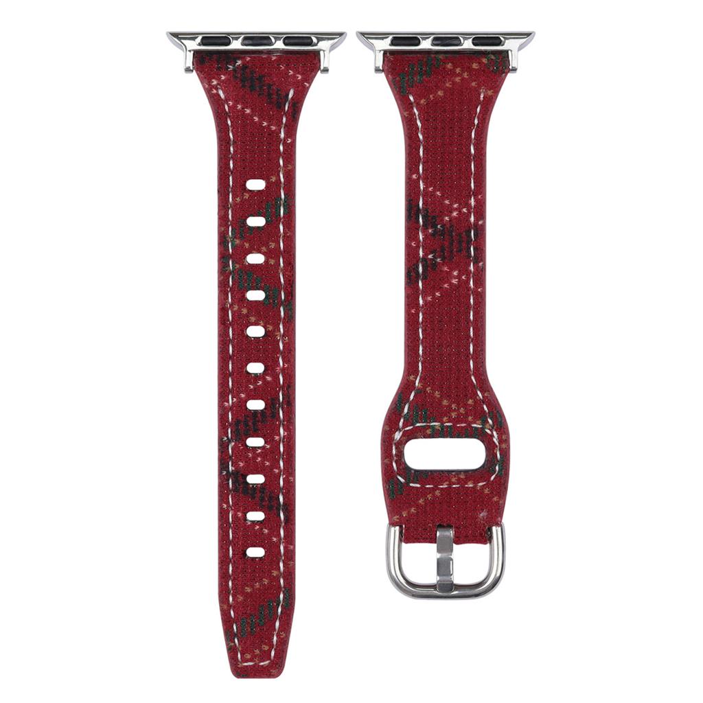 Wełniany + Skórzany Pasek w Stylu Świątecznym do Apple Watch Ultra 3 2 1 49mm / Seria 11 10 46mm / 9 8 7 45mm / SE3 SE2 SE 6 5 4 44mm / 3 2 1 42mm Pasek do Zegarka