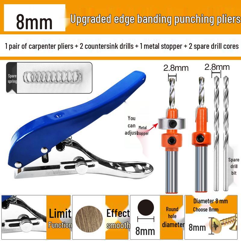Handheld Metal Handle Hole Puncher & Edging Strip Pliers - Durable, Smooth, Easy to Use for Woodworking