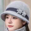 Windproof Floral Decor Hat Warm Knit Basin Cap Fashion Middle-aged Elderly Bucket Hat  Winter