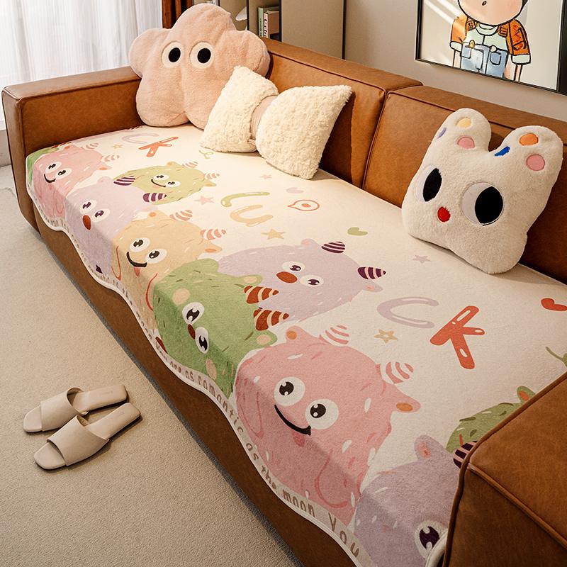 

Всесезонный чехол для дивана из шенилла в стиле ретро, нескользящий чехол для дивана, защитный чехол для универсальной подушки для дивана с неровностями в цвете панды 90x90