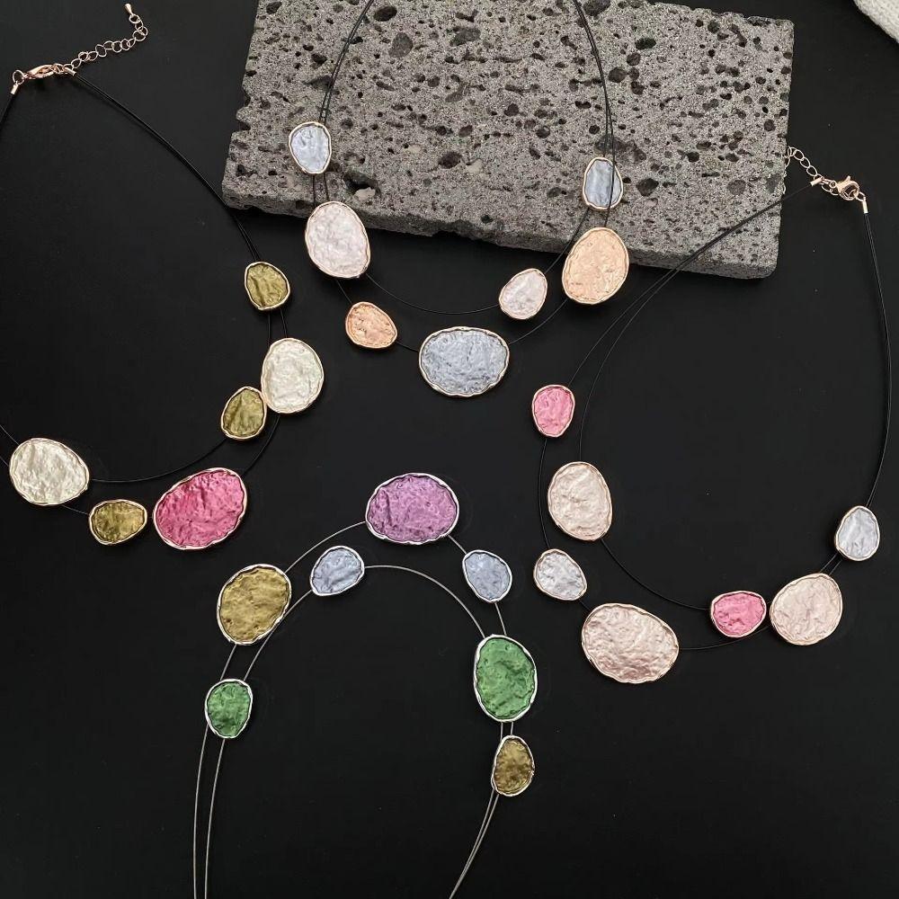 Colored Colorful Choker Irregular Neck Pendant Creative Women's Necklace  Women