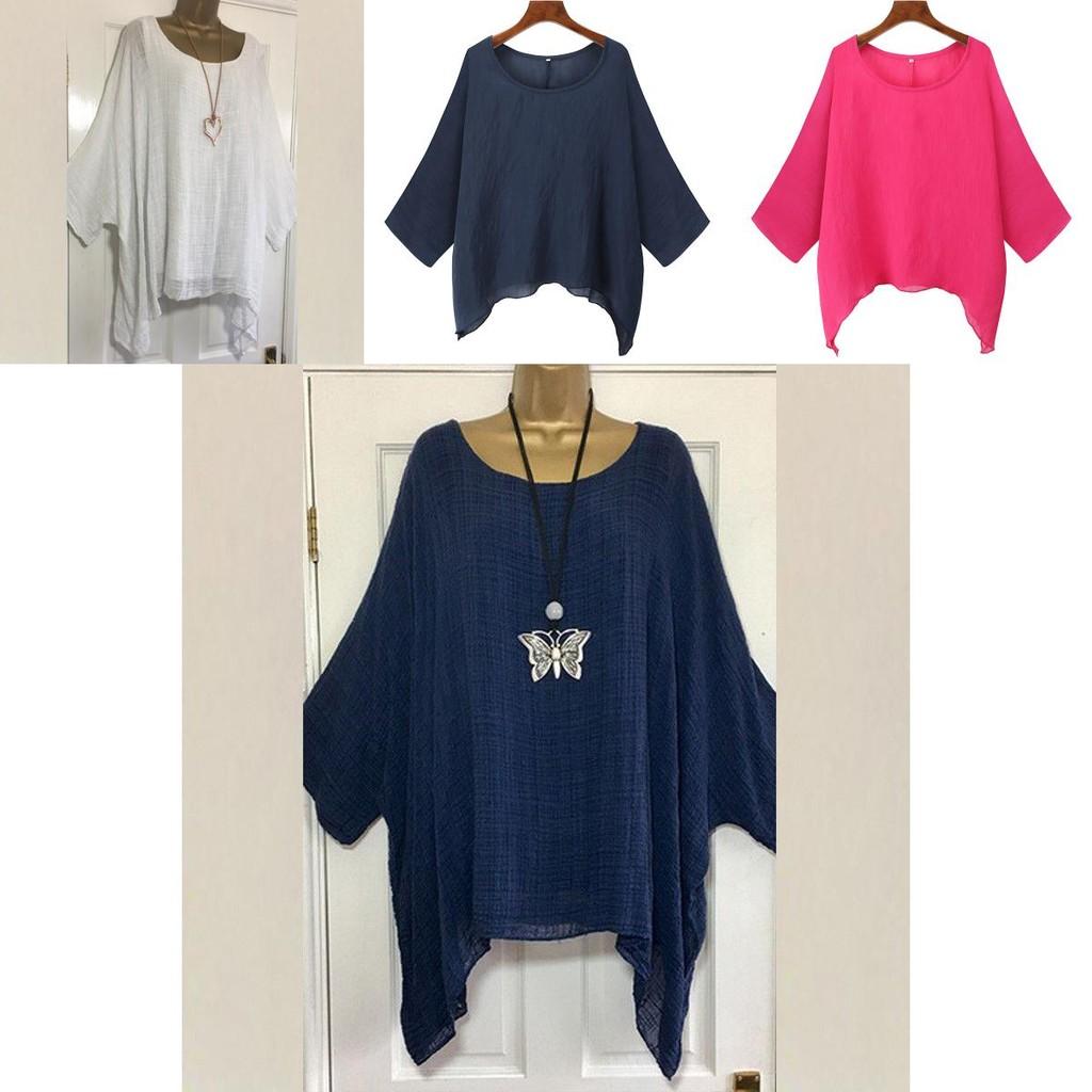 Trendiges Übergrößen Damen T-Shirt Kaftan Bluse mit unregelmäßigem Saum für vielseitige Alltagskleidung