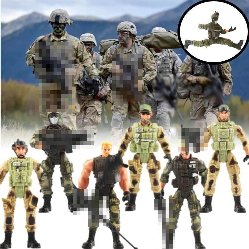 Kids Toy 6pcs Army Soldier Playset Game Realistic Figure Boy Gifts Christmas