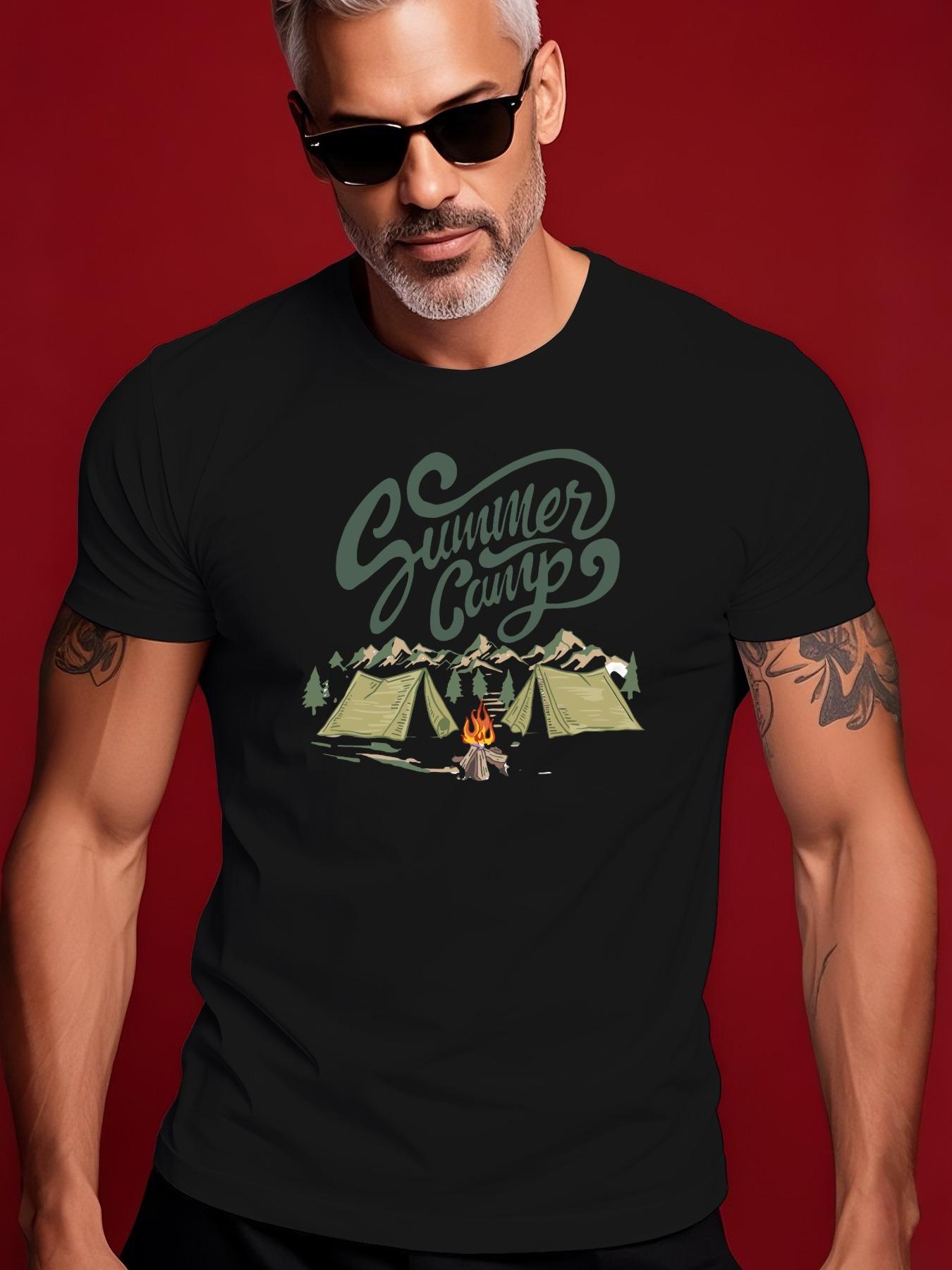 Summer Camp Graphic Tshirt - Casual Crew Neck XXXL
