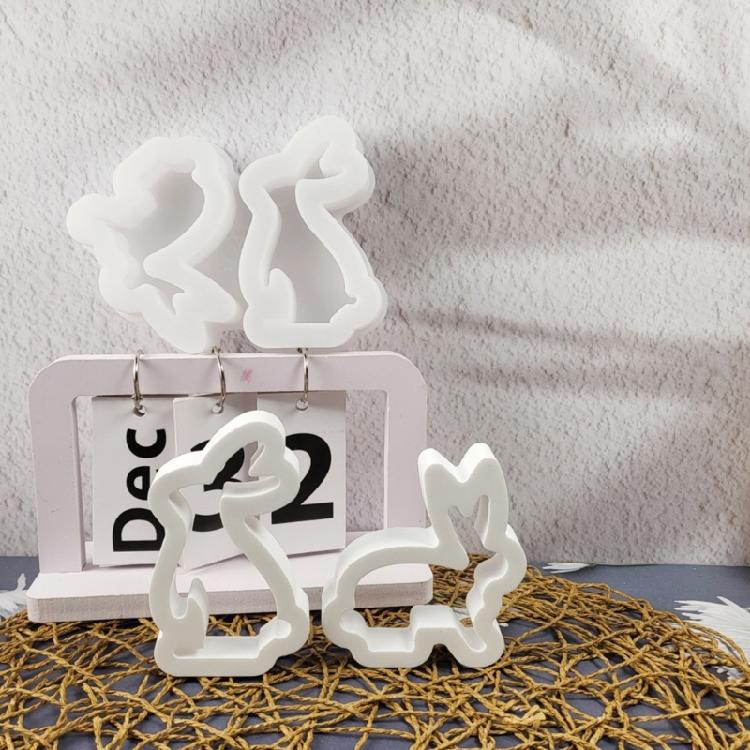 2 Cavities Easter Rabbit Silicone Candle Molds Easy Demold Heat Resistant Silicone Mould for Epoxy Resin Candle Soap