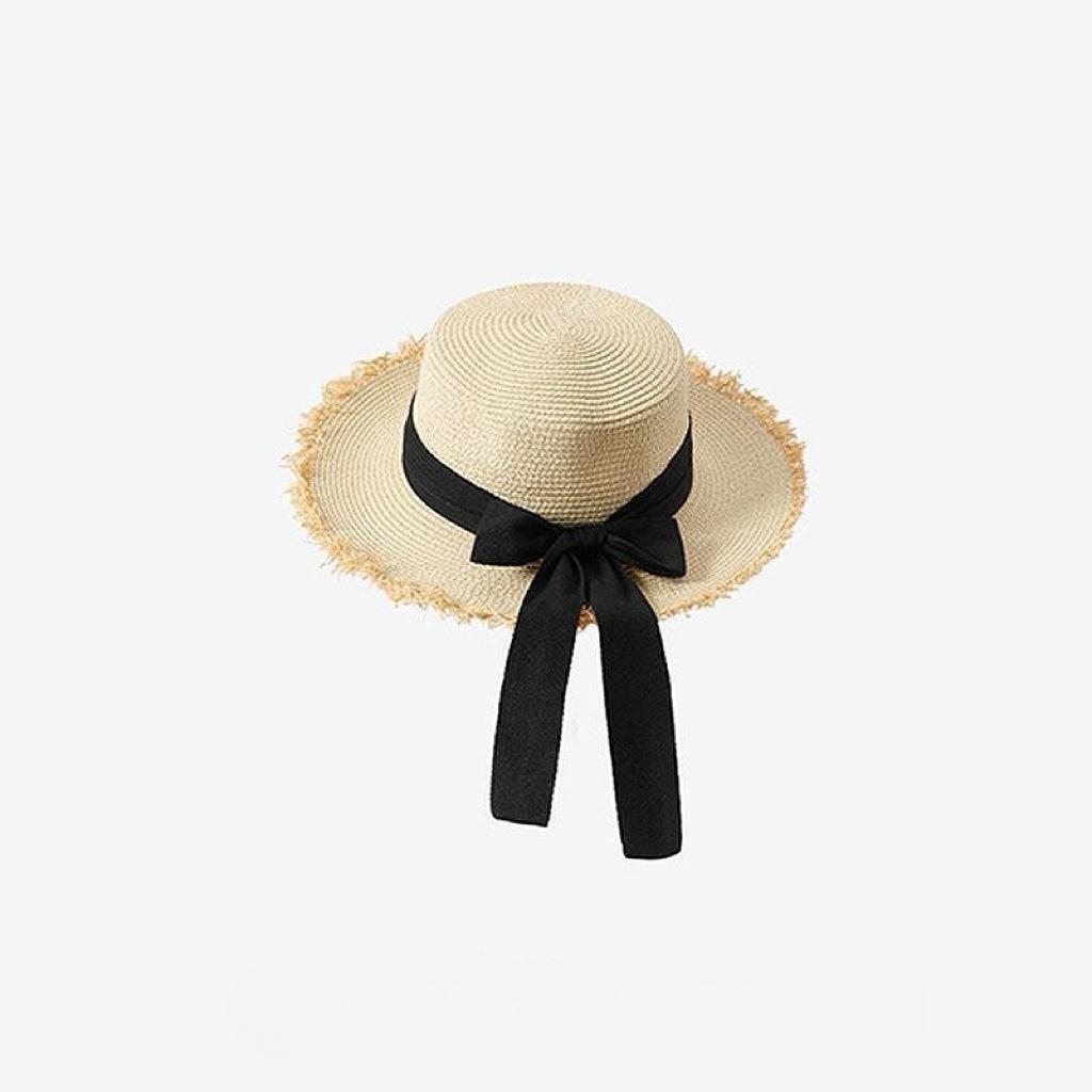 Summer New Style Bow Big Brim Straw Hat Women's Sunscreen Sunshade Beach Hat Fashion Rough Edge Bucket Hat