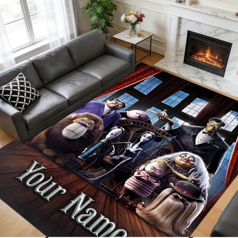 Crystal Velvet Rug Custom Name Text, Soft Non Slip Floor Mat Home DecorThe Addams Family