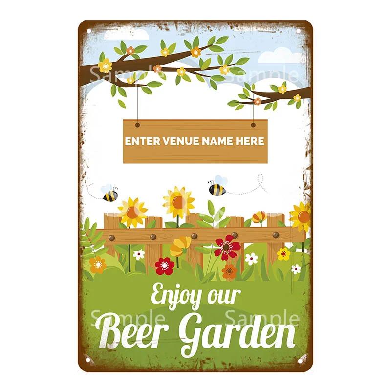 Enjoy Our Garden Kitchen FLowers Metal Tin Sign Farmhouse Home Retro Wall Painting Art Decor Beer Wine Farm Party Poster YL