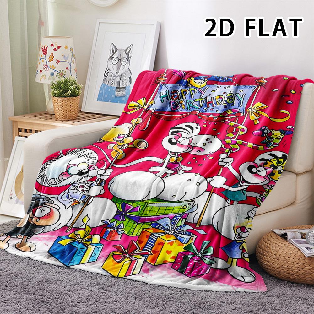 1Pc Diddl Print Flannel Blanket, High Quality Comfortable for All Seasons, Home Decor, Warmth and Comfort, Perfect for Christmas Gifts
