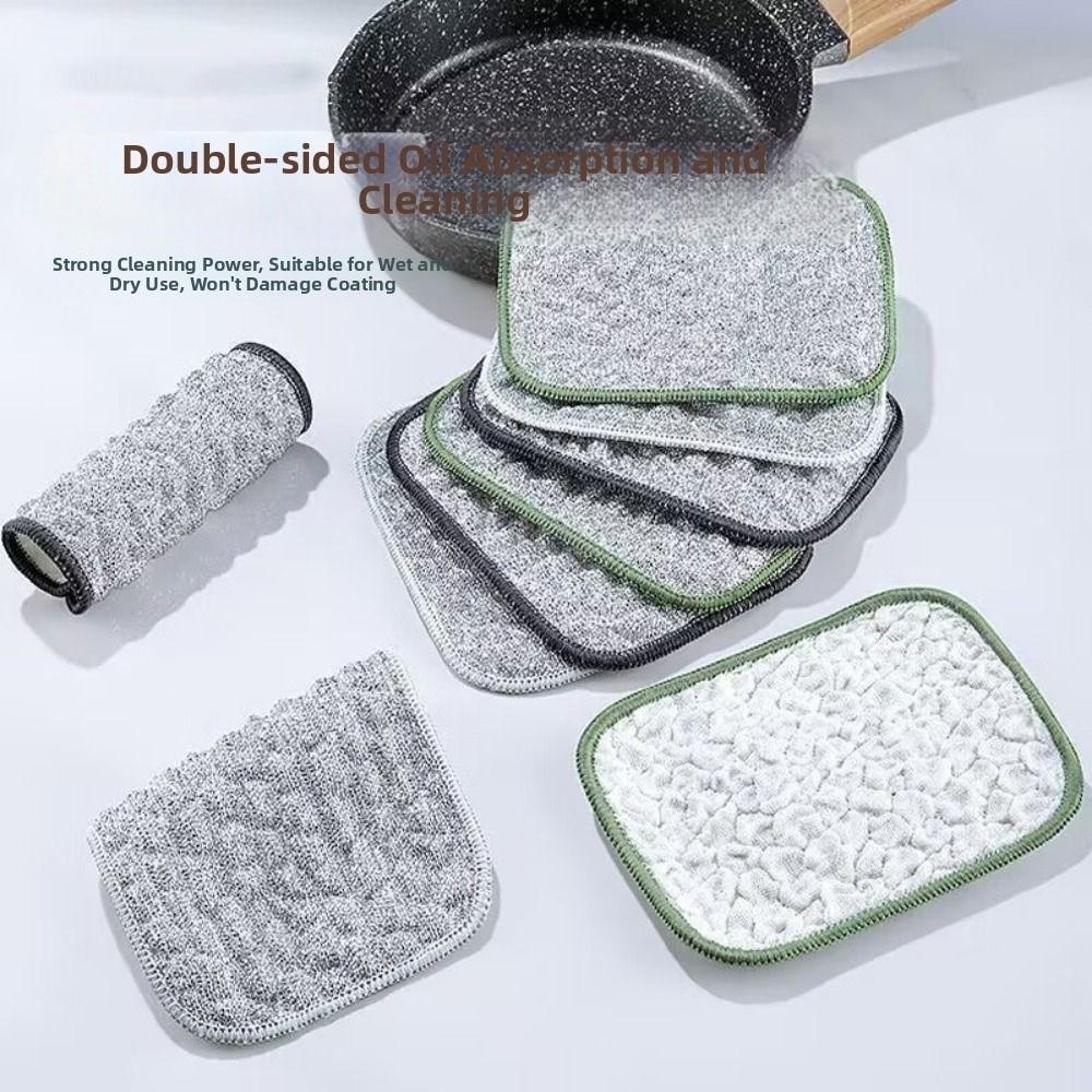 5Pcs Double-Side Wiping Rags Reusable Kitchen Cleaning Cloths Microfiber Dishcloths Home Use