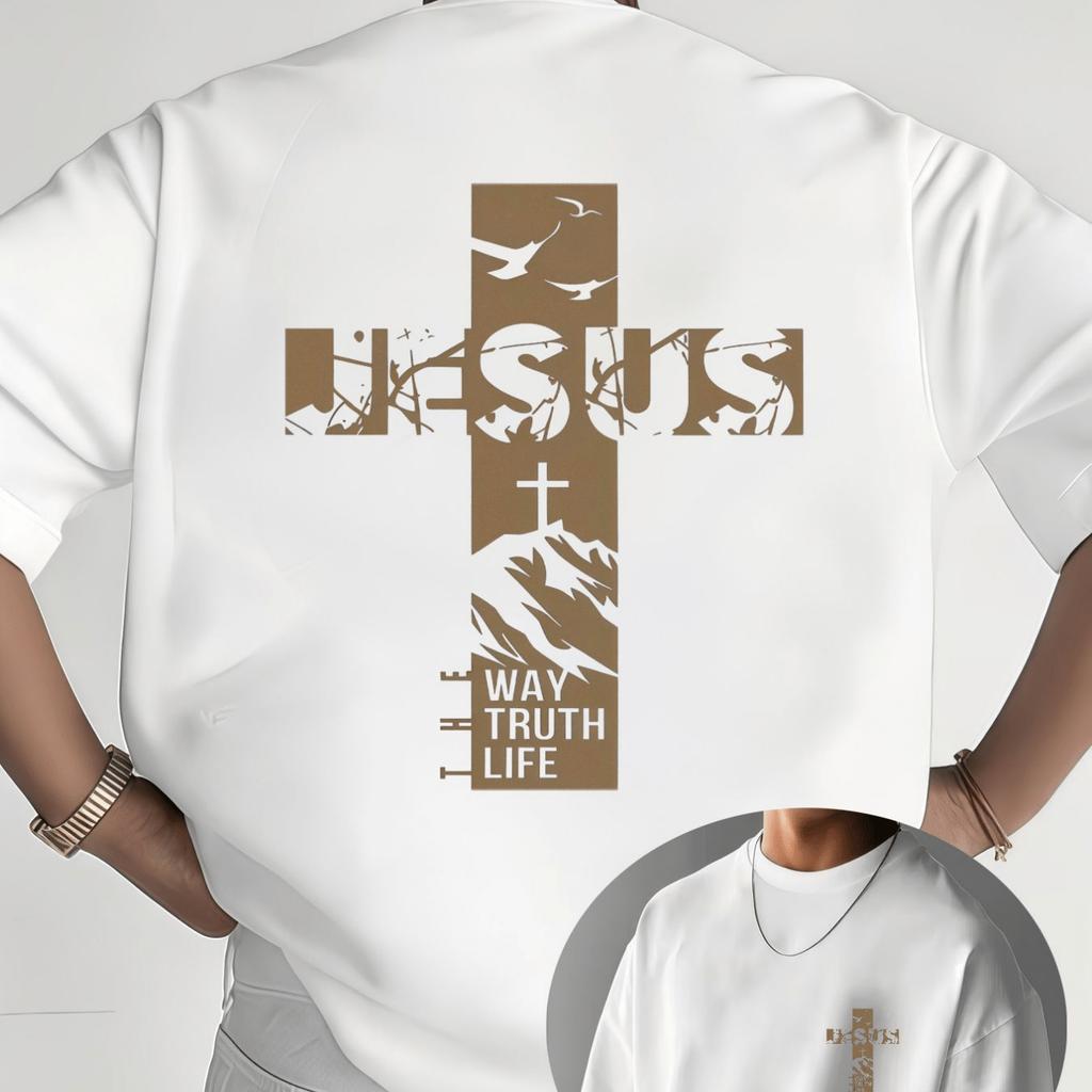Jesus Path Truth Life Christian Cross Tshirt Fashionable And Outdated Style Design Classic Pattern Interprets Faith