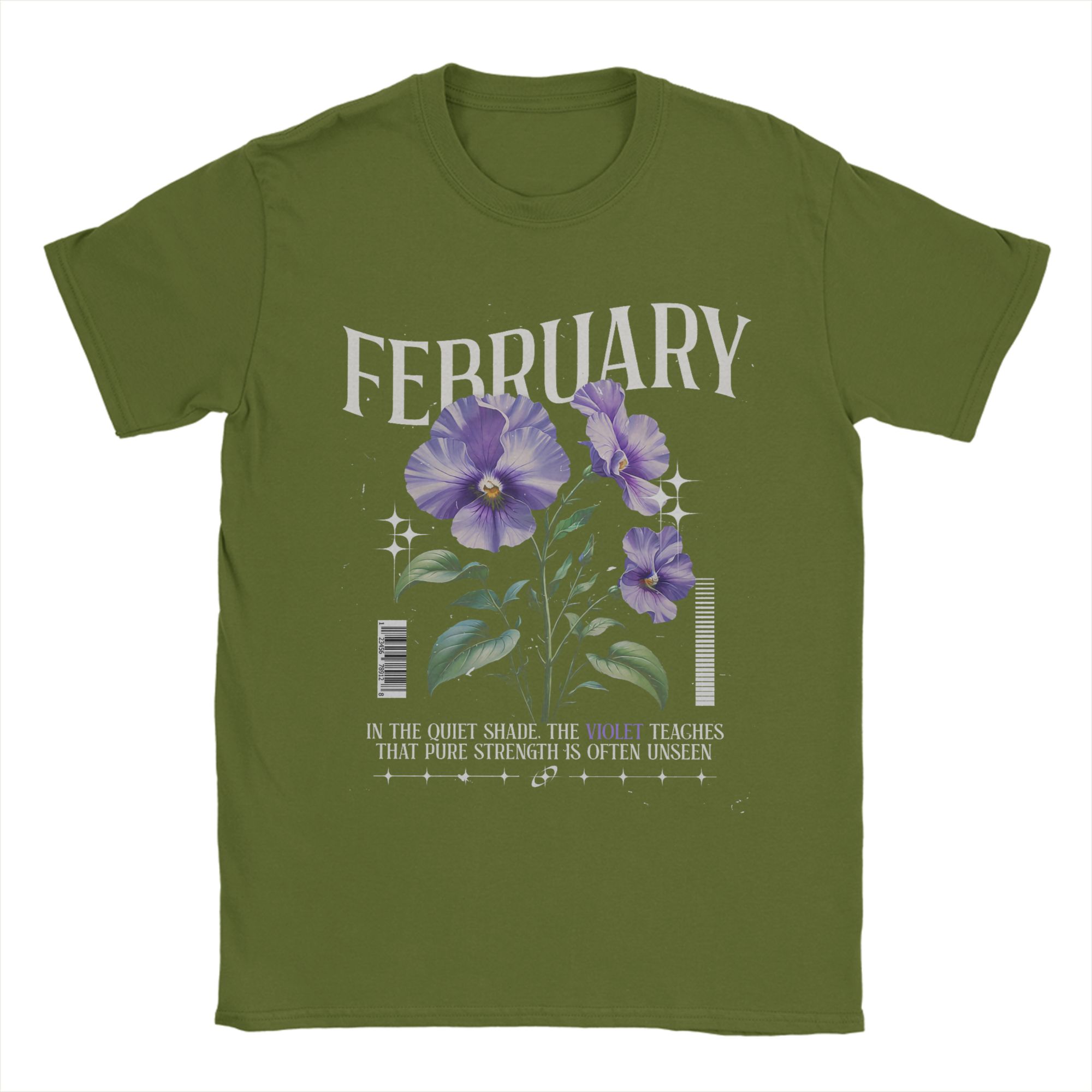 

Birthflowers February Violet Birthflower Men s T Shirts Amazing Tee Shirt Short Sleeve Crewneck T-Shirts Cotton Printed Clothes 4XL