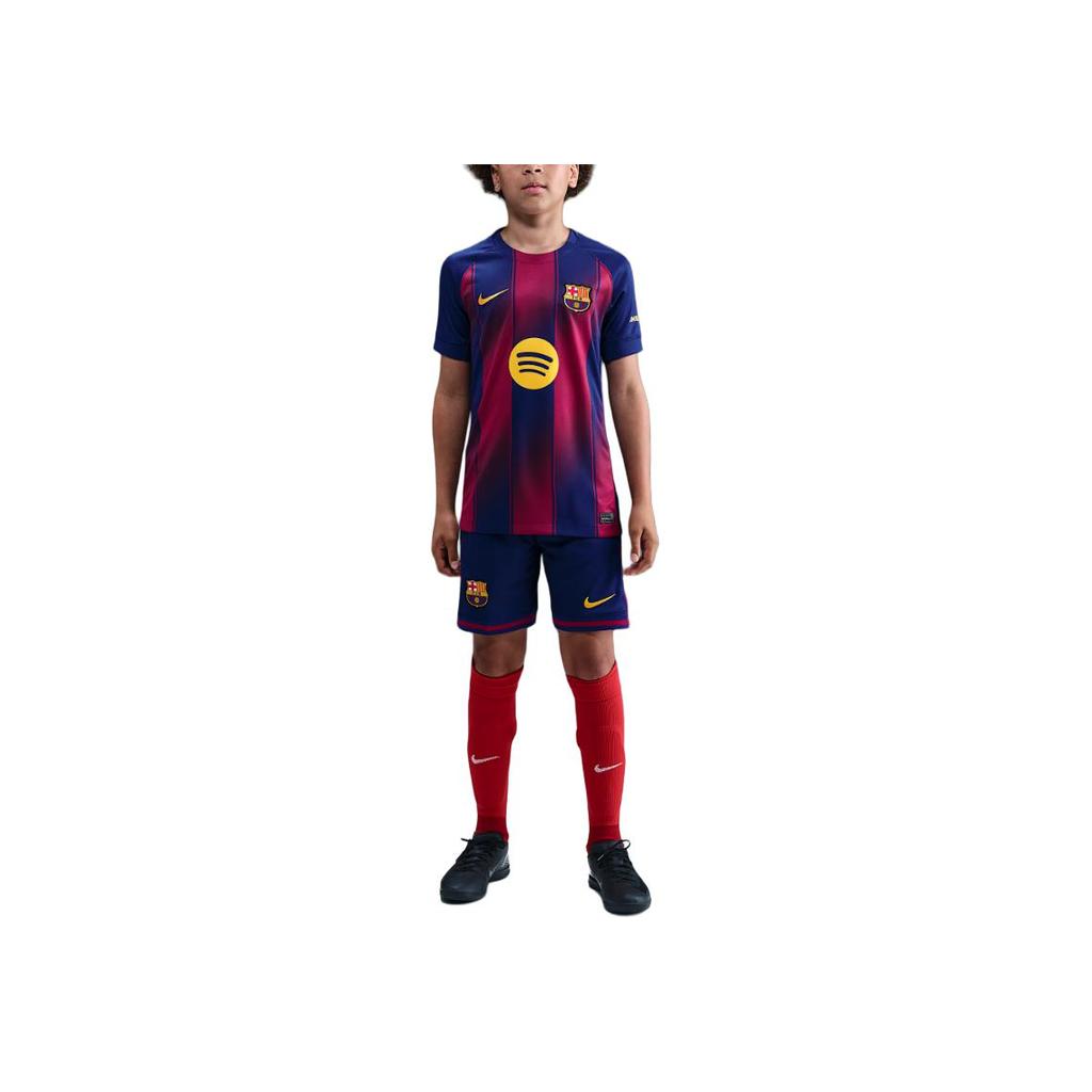 Nike Striped Logo Round Neck Short Sleeve T-Shirt Kids tops Deep-Navy HJ5287-456