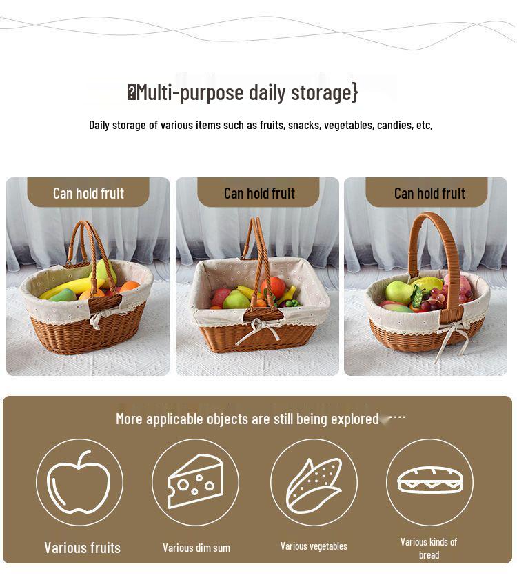 Outdoor Woven Rattan Storage & Picnic Basket with Lid – Ideal for Shopping, Gifts, Eggs & More