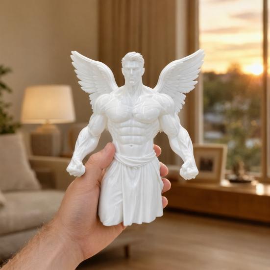 3D Printed Muscular Angel Muscle Wings Figurine Aesthetic Statue