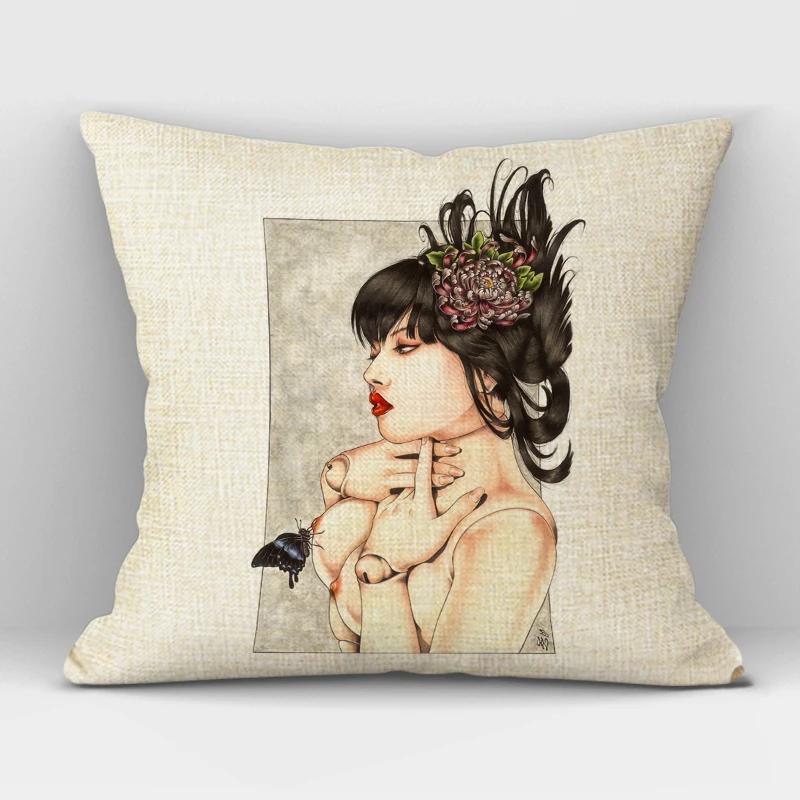 

Чехол для подушки 45x45 см с японским узором «Кабуки» для дивана, наволочка для подушки 450mm*450mm