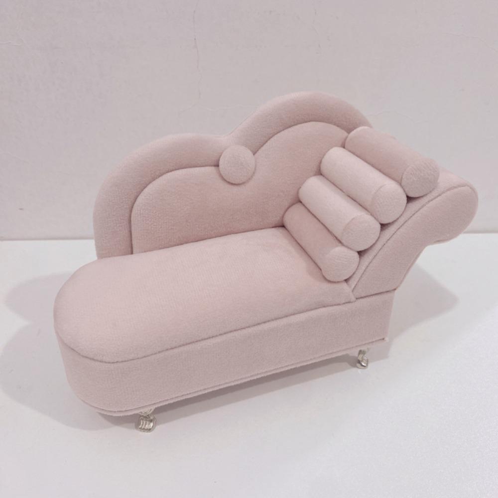 Dutch Velvet Sofa Shaped Jewelry Box Elegant Doll House Furniture Jewelry Store
