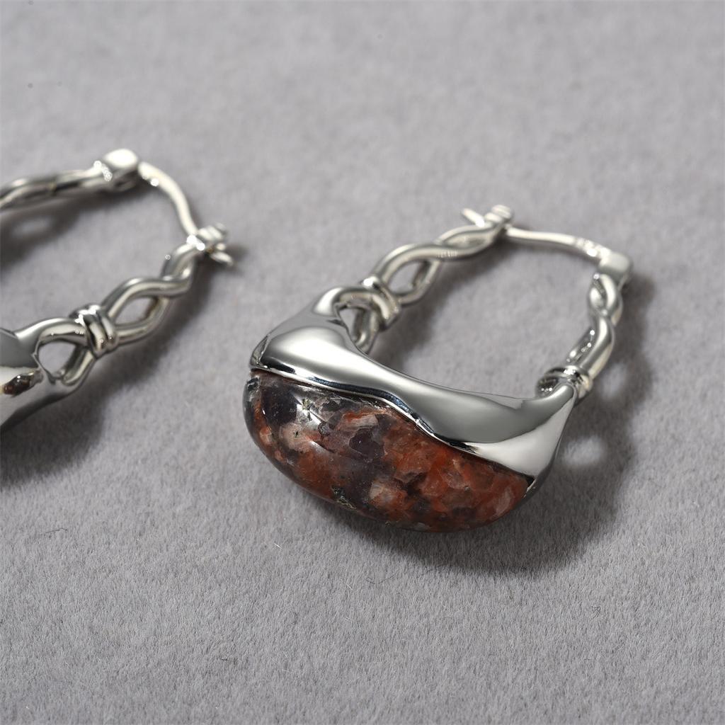 Piedra Natural, Estilo Nacional, Pendientes Únicos, Pendientes, Colgantes, Sentido de Diseño de Lujo Ligero de Nicho, Marea Alta