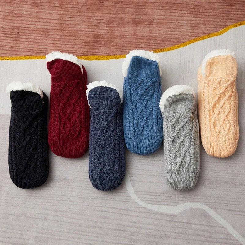 Thickened Winter Woven Thermal Cashmere Socks Floor Socks Women Carpet Home Plus Socks Velvet Sleep Socks Slippers Boat Socks