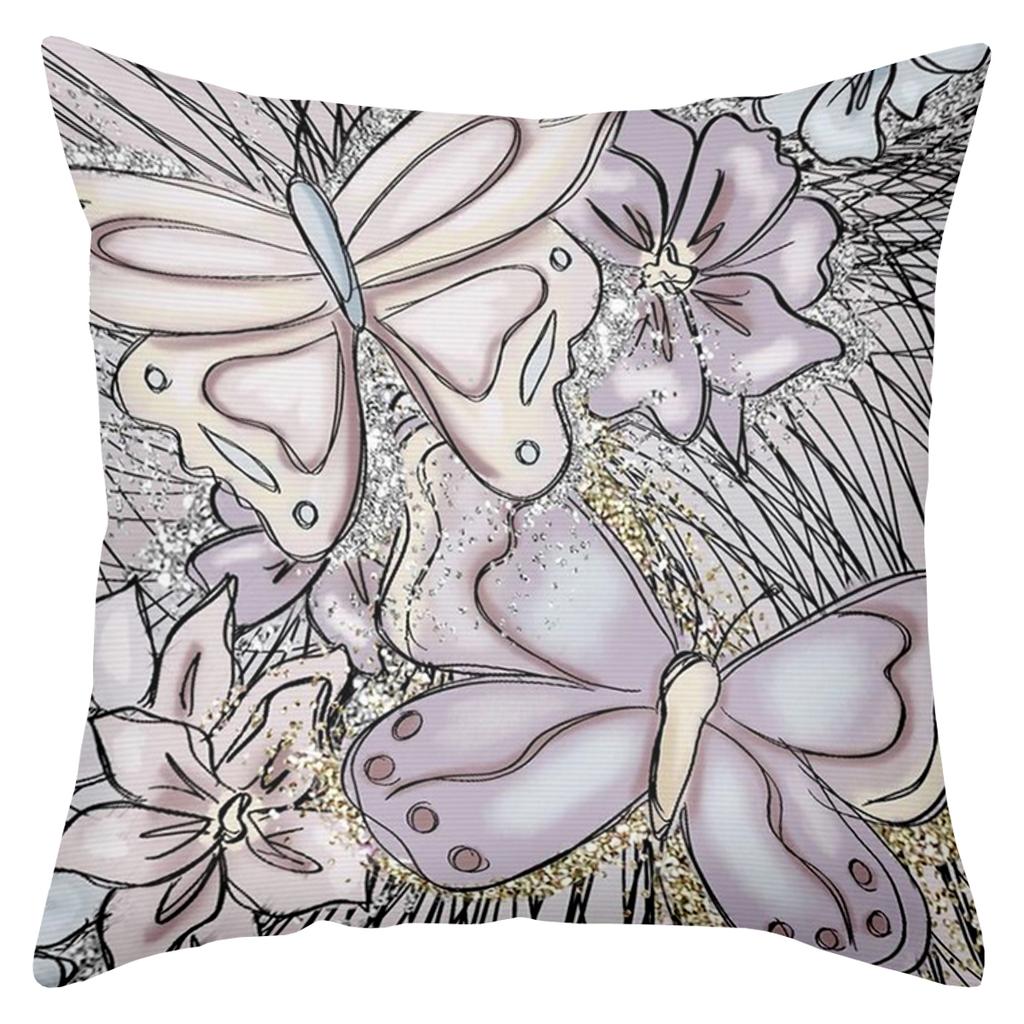2D flat printing Floral & Butterfly Patterned Decorative Cushion Covers Polyester pillowcase, sofa decorative cushion cov