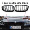 NEW-Glossy Black Dual Slats Front Kidney Grille Chrome Diamond Grill Replacement for BMW 3 Series F30 F31 F35 2011-