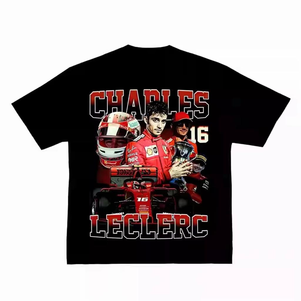 2026 New Charles Leclerc Racing Driver Graphic‑Print Unisex Y2K Urban Street‑Style Loose Crew‑Neck Short‑Sleeve T-shirt