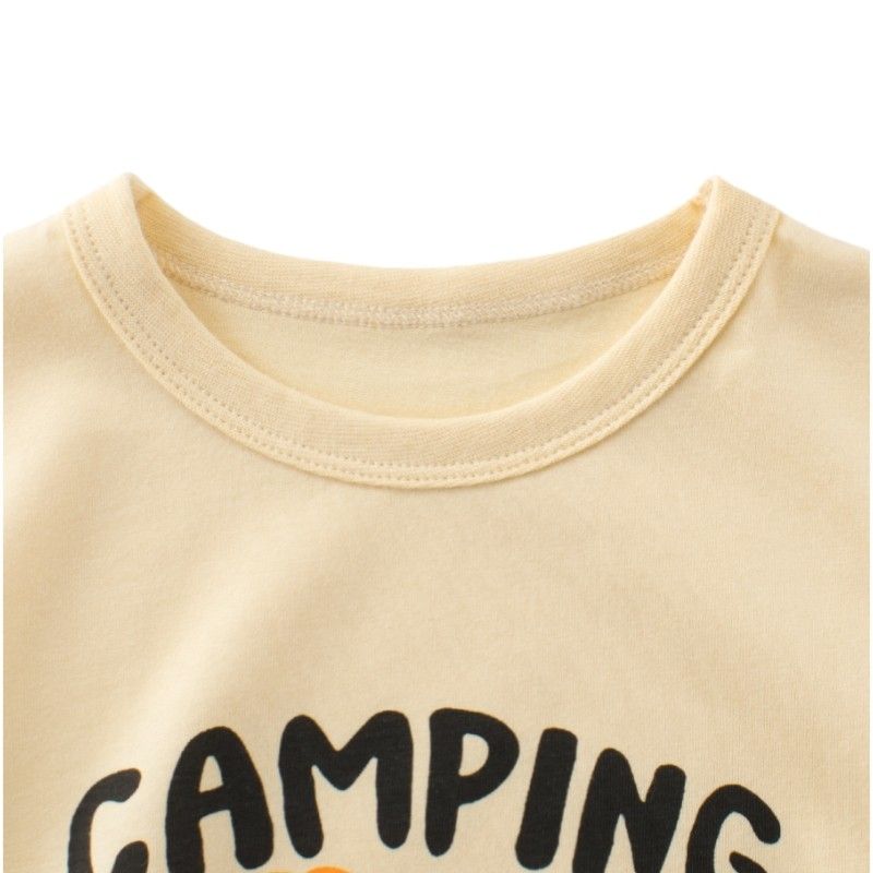 27Kids Kidsren's Short-Sleeved T-Shirt Summer Kidsren's Clothing Baby Boy Pure Cotton Clothes Boy's Bear Round Neck Half-Sleeved Top