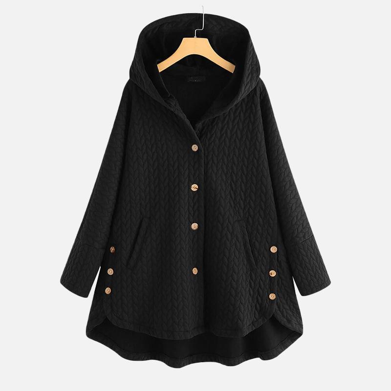 Damen Herbst- und Wintermantel in mittlerer Länge mit Kapuze Lässig Warm Modisch Damen Baumwollgepolsterte Jacke Oberteile Übergröße