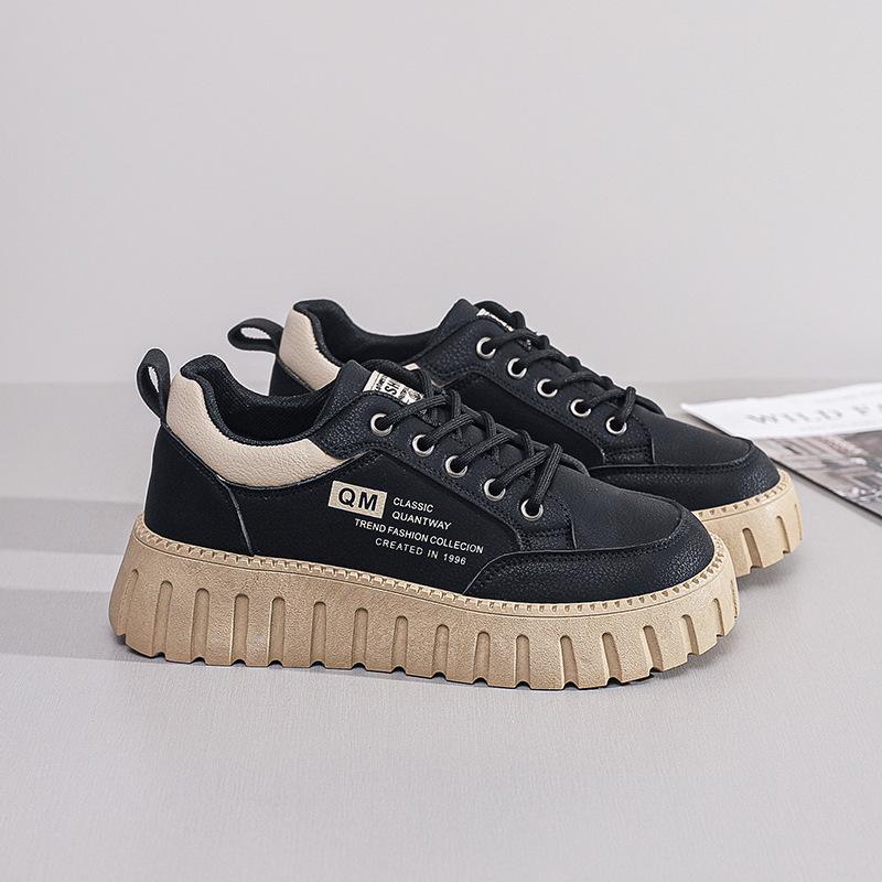 2024 Autumn White Korean-Style Women's Running Shoes with Thick Soles, Model XQ229