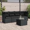 VidaXL Garden Lounge Set 5 Pcs with Cushions Black Wicker 3217235
