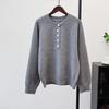 Autumn and winter new solid color loose high-end knitted sweater top lazy wind soft waxy sweater pullover woman