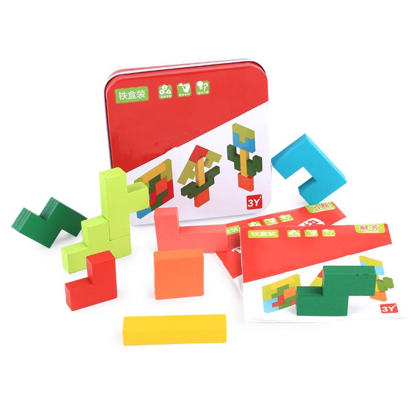 

Montessori Wooden Puzzles for Kids Tangram Jigsaw Hand Grab Boards Educational Toy with Cartoon Shapes for Baby Gifts