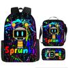 Rhythm Box Three-Piece Children'S Picnic Bag Cartoon Animation Pencil Bag Large Capacity Wear-Resistant Anti-Splash Schoolbag