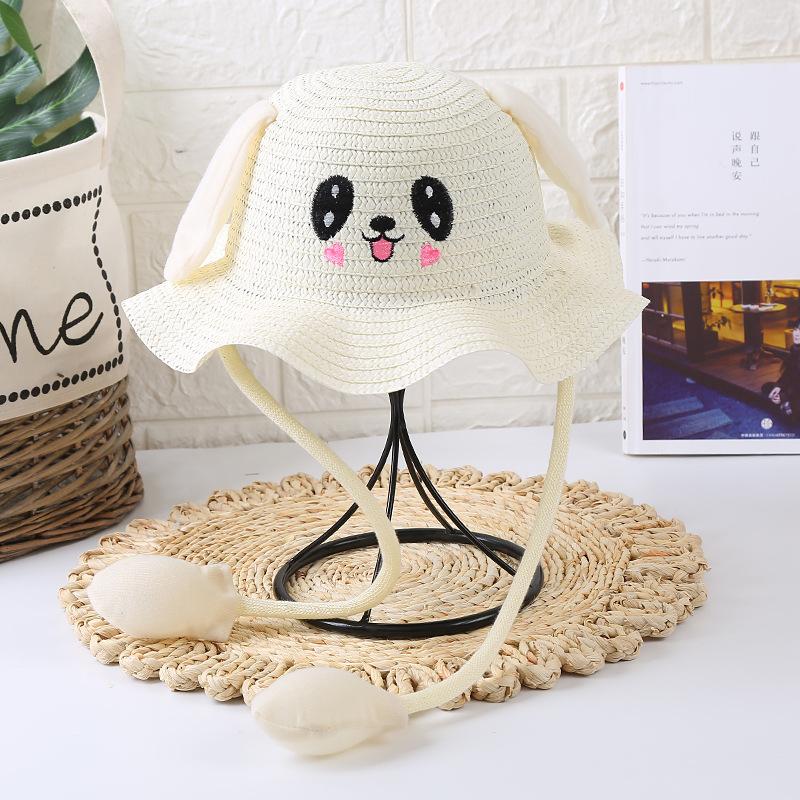 Children's Sun Hats Summer Men's and Women's Sun Protection Straw Hats Cute and Fun Hats That Move Ears Rabbit Hats